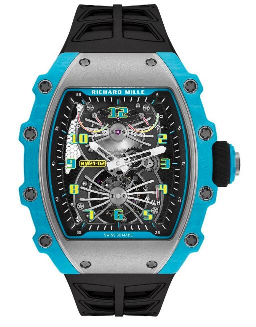 Review Replica Richard Mille RM 21-02 Tourbillon Aerodyne Blue Quartz TPT Watch